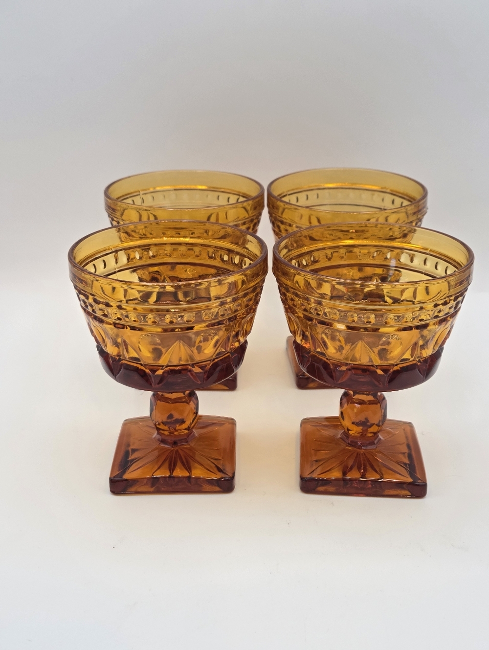 Vintage Indiana Glass Amber Park Lane Dessert Dishes
